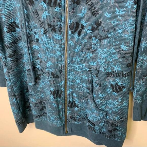 Walt Disney World Y2K Ribbed Mickey Mouse Print Zip Up Hoodie Size XL - Picture 6 of 13